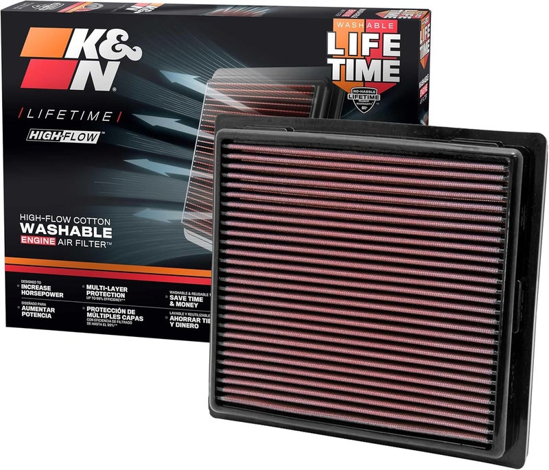 Kn High-Flow Original Lifetime Engine Air Filter: Increase Power: Premium, Washable: Compatible with 2011-2025 Toyota/Lexus/Mitsubishi/Fiat: (See Product Description for Select Models) 33-2457 - Image 1